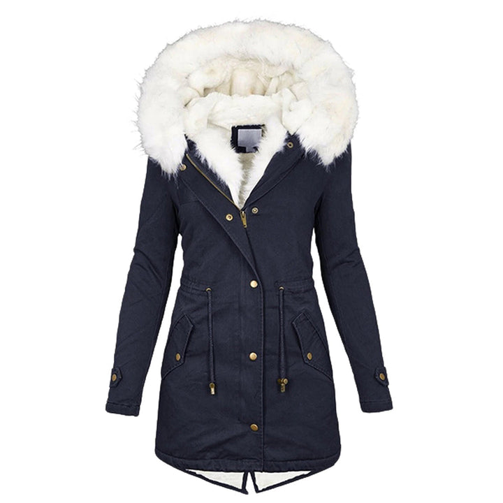 Komfortable Damen Winterjacke mit Kapuze für Herbst in Marineblau