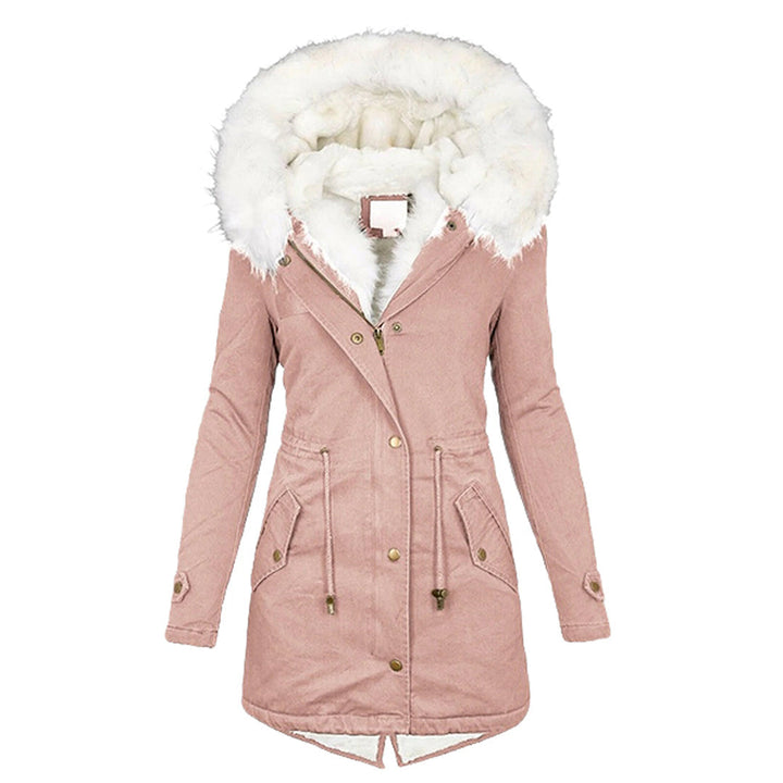 Komfortable Damen Winterjacke mit Kapuze für Herbst in Rosa