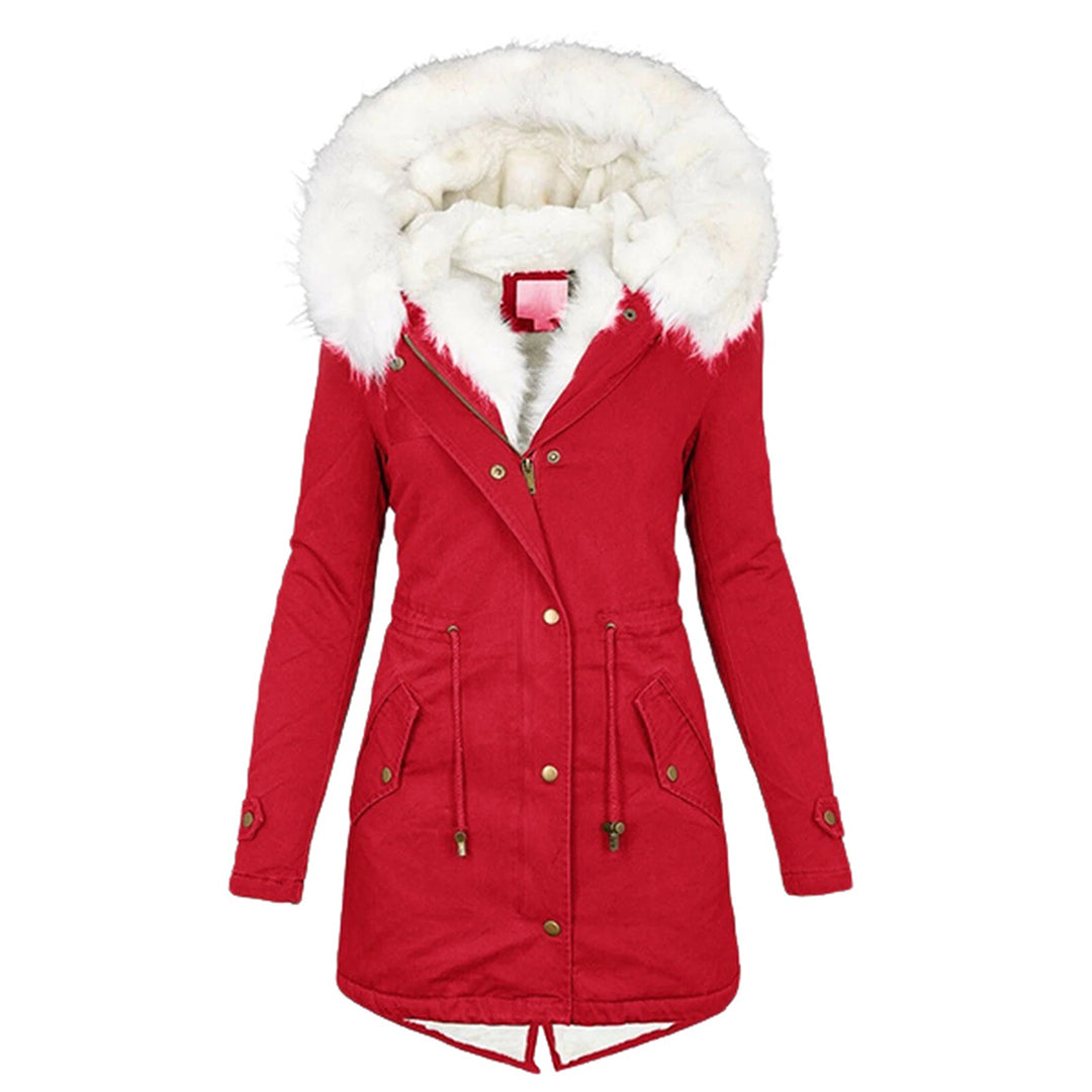 Komfortable Damen Winterjacke mit Kapuze für Herbst in Rot