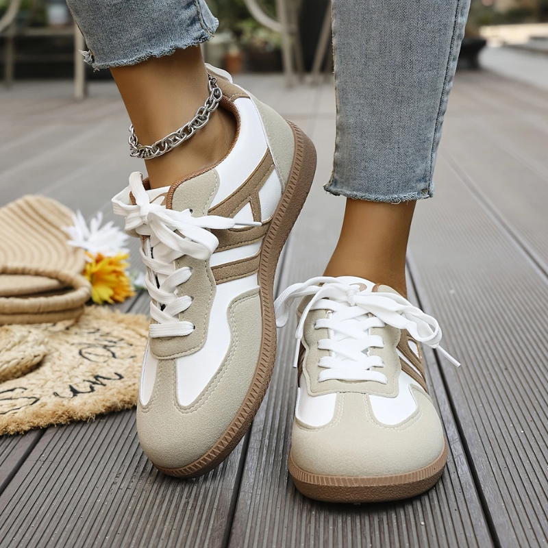 Komfortable Orthopädische Alltags-Sneaker in Khaki & White