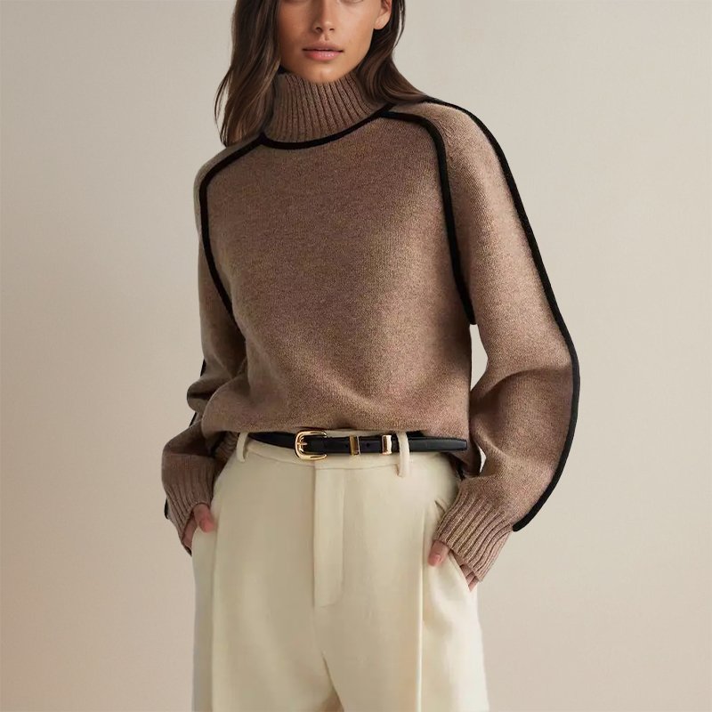Komfortabler Rollkragen Pullover für Damen in Braun