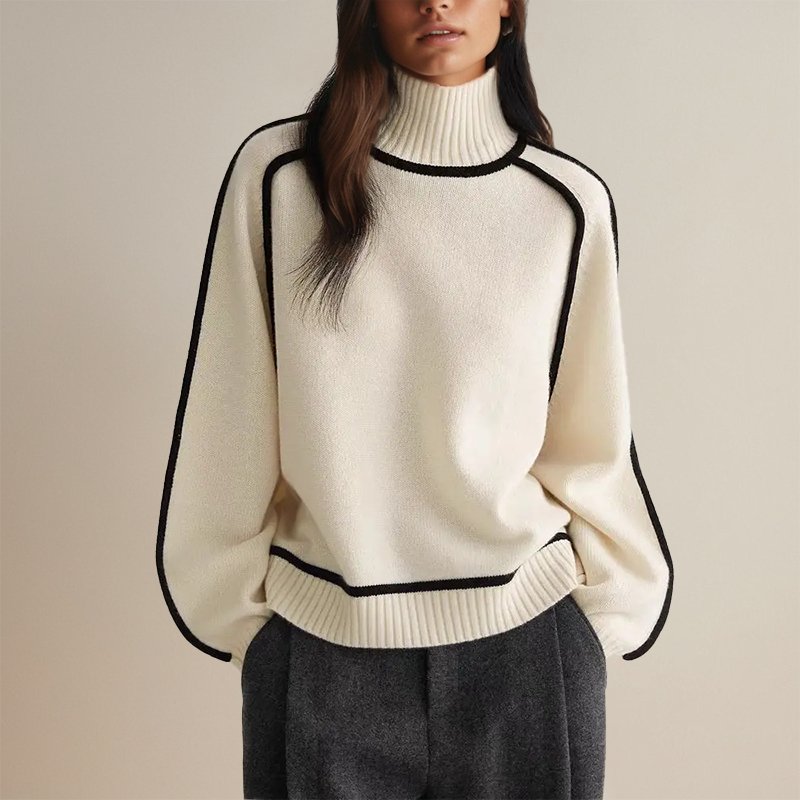 Komfortabler Rollkragen Pullover für Damen in Creme