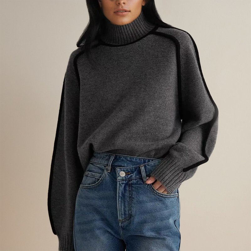 Komfortabler Rollkragen Pullover für Damen in Dunkelgrau