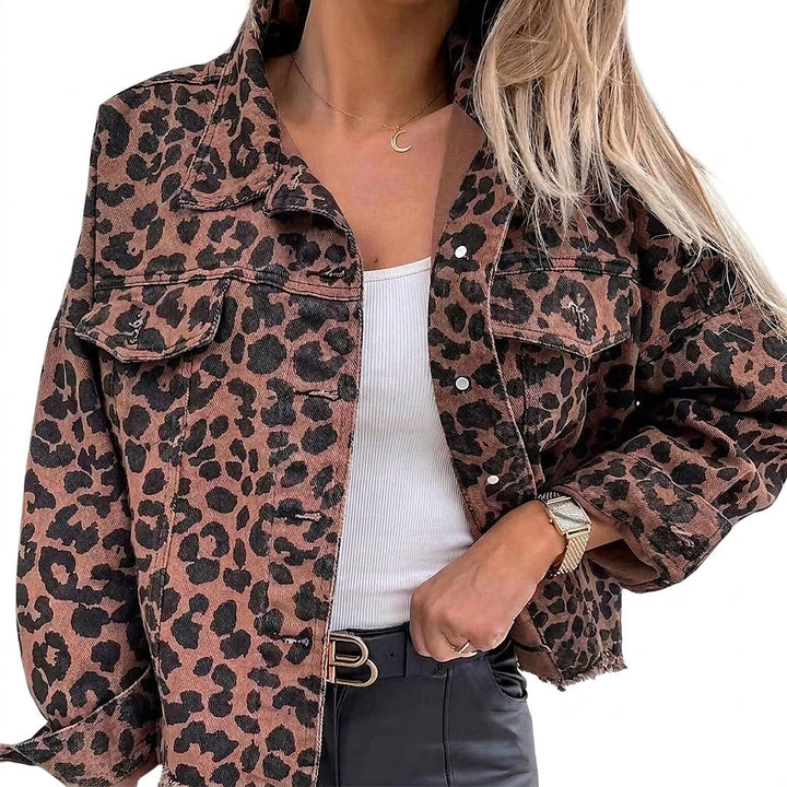 Kurze Jacke für Damen mit Leopardenmuster in Leopardenmuster