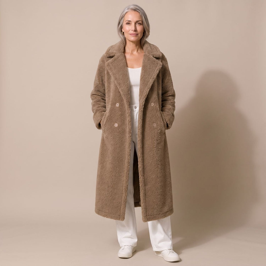 Kuschelige Damen Winterjacke aus Kunstfell Oversized-Schnitt in Braun