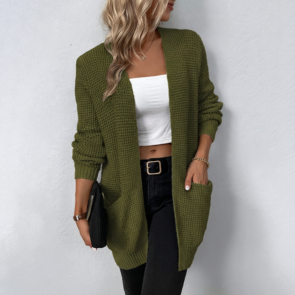 Lange Damen Strickjacke in entspannter Passform (2)