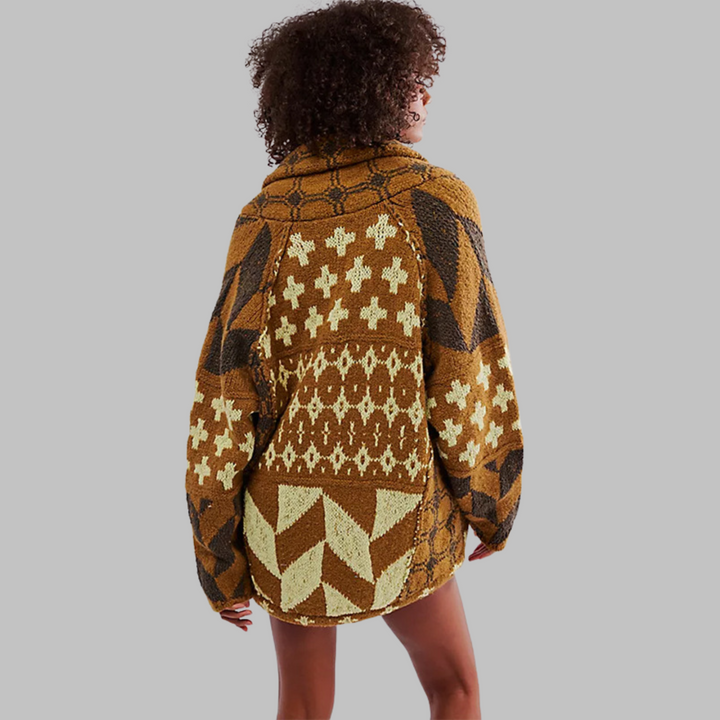 Lange Damen Strickjacke Oversized zum Layern in Braun