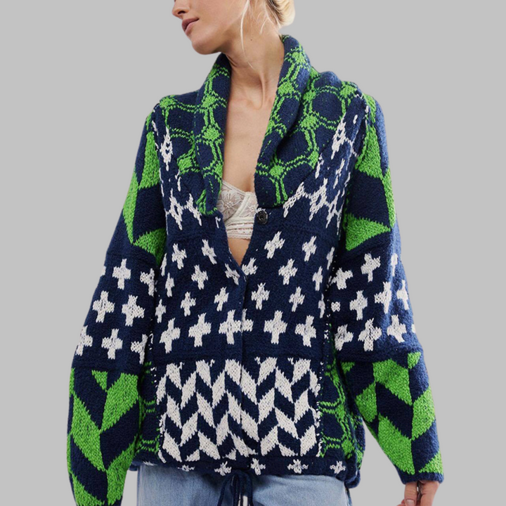 Lange Damen Strickjacke Oversized zum Layern in Grün