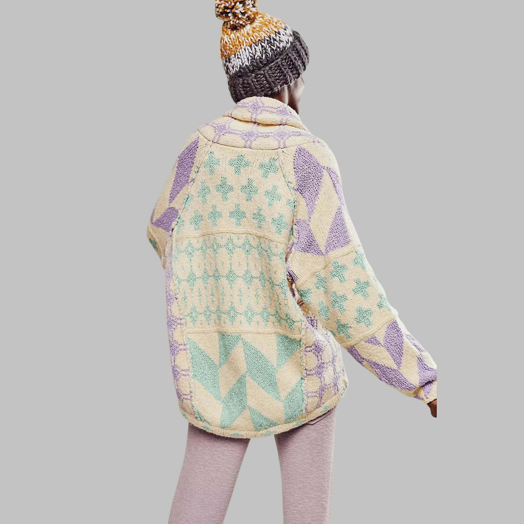 Lange Damen Strickjacke Oversized zum Layern in Lavender