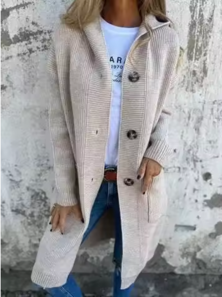 Lange elegante Damen Strickjacke für Herbst (2)