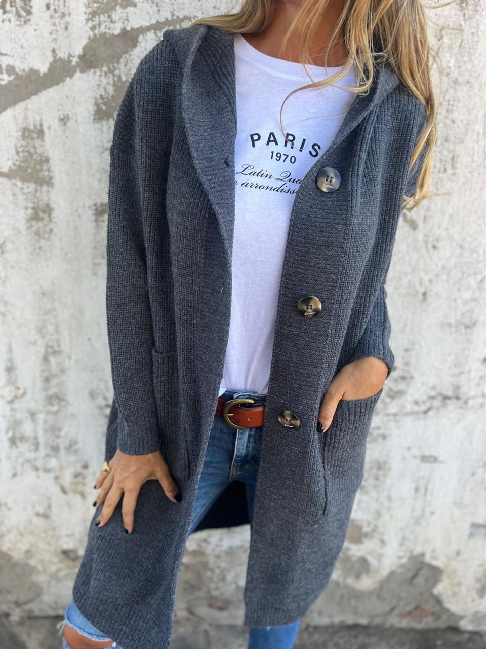 Lange elegante Damen Strickjacke für Herbst (5)