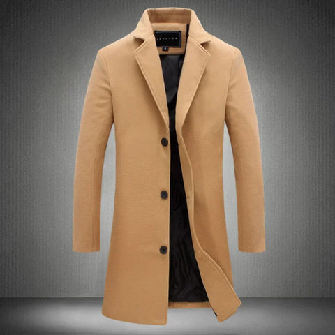 Lange Herren Jacke für Herbst und Business in Khaki