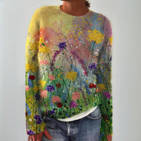Elena | Lange Norwegische Pullover Damen mit Blütenmustern