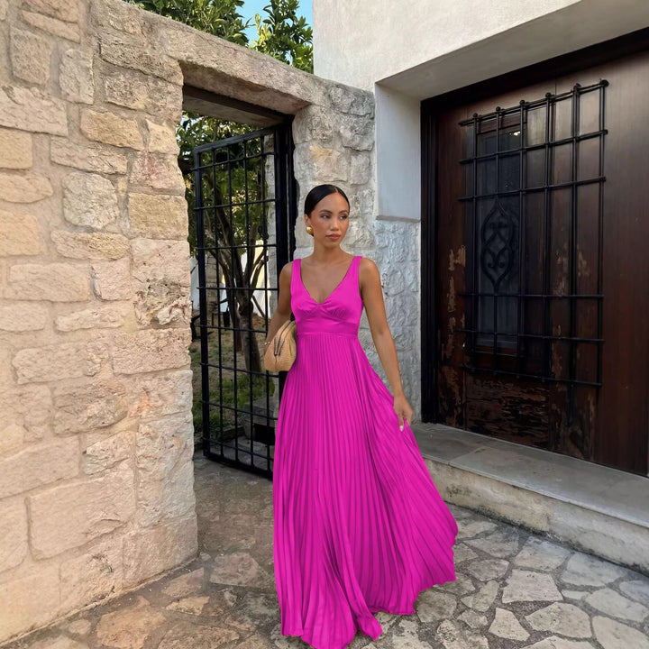 Langes Abendkleid mit Plissee für Damen (2)