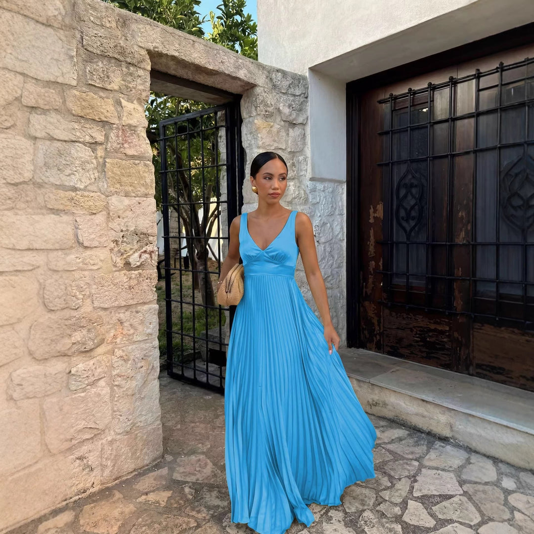 Langes Abendkleid mit Plissee für Damen (3)