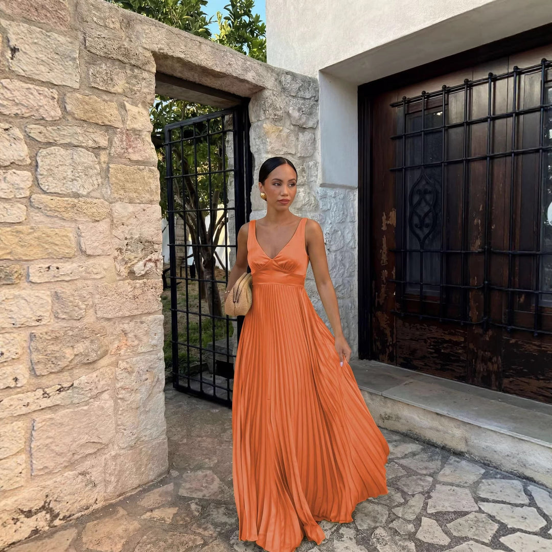 Langes Abendkleid mit Plissee für Damen (4)