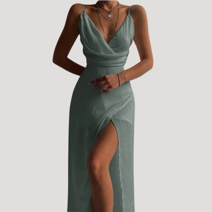 Langes Abendkleid mit Schlitz für Damen (6)