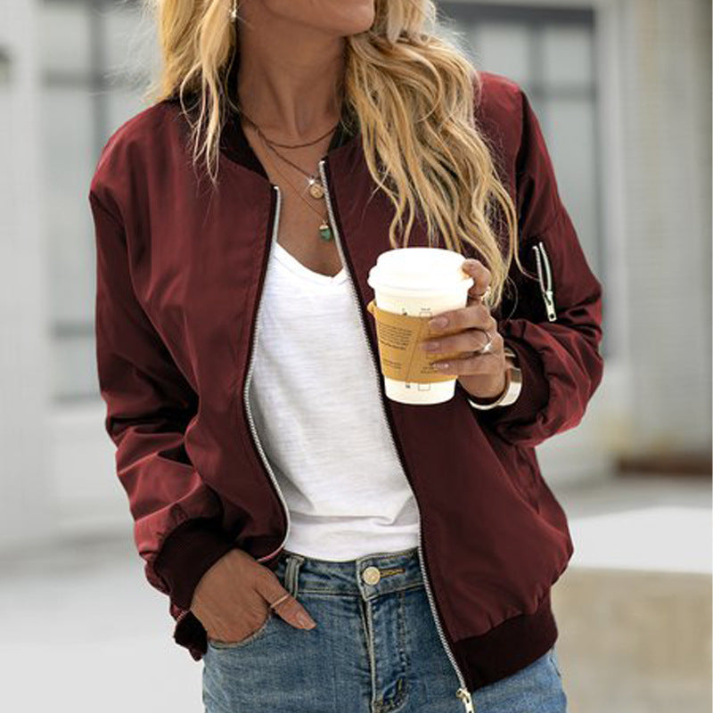 Lässige Damen Winterjacke Bomberstil elegant in Bordeaux