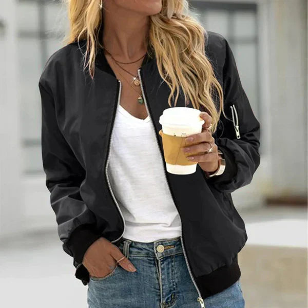 Lässige Damen Winterjacke Bomberstil elegant in Schwarz