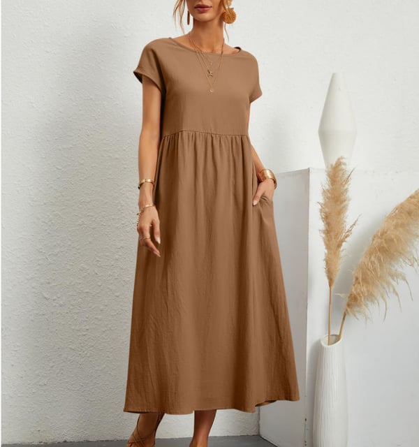 Lässiges Leinenkleid für Sommertage in Braun