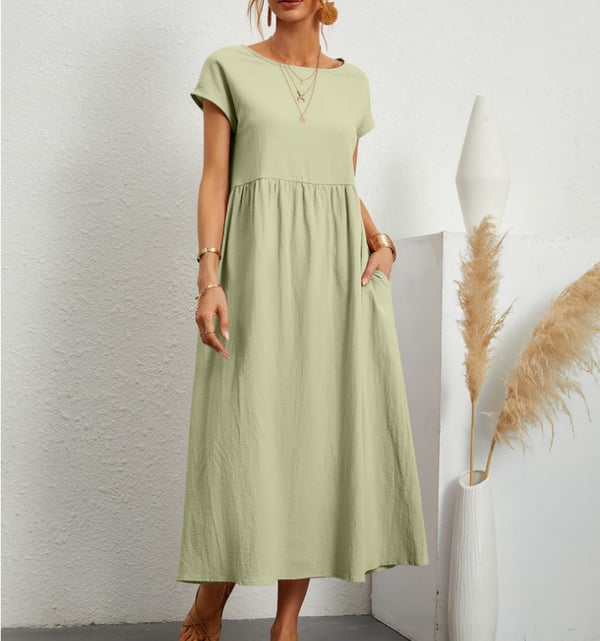 Lässiges Leinenkleid für Sommertage in Hellgrün