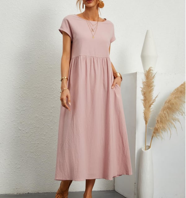 Lässiges Leinenkleid für Sommertage in Rosa