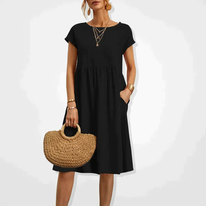 Lässiges Leinenkleid für Sommertage in Schwarz