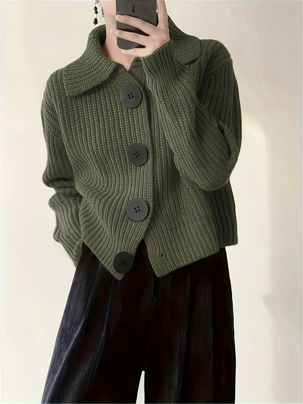 Leger Hemdkragen Cardigan in Fern Green