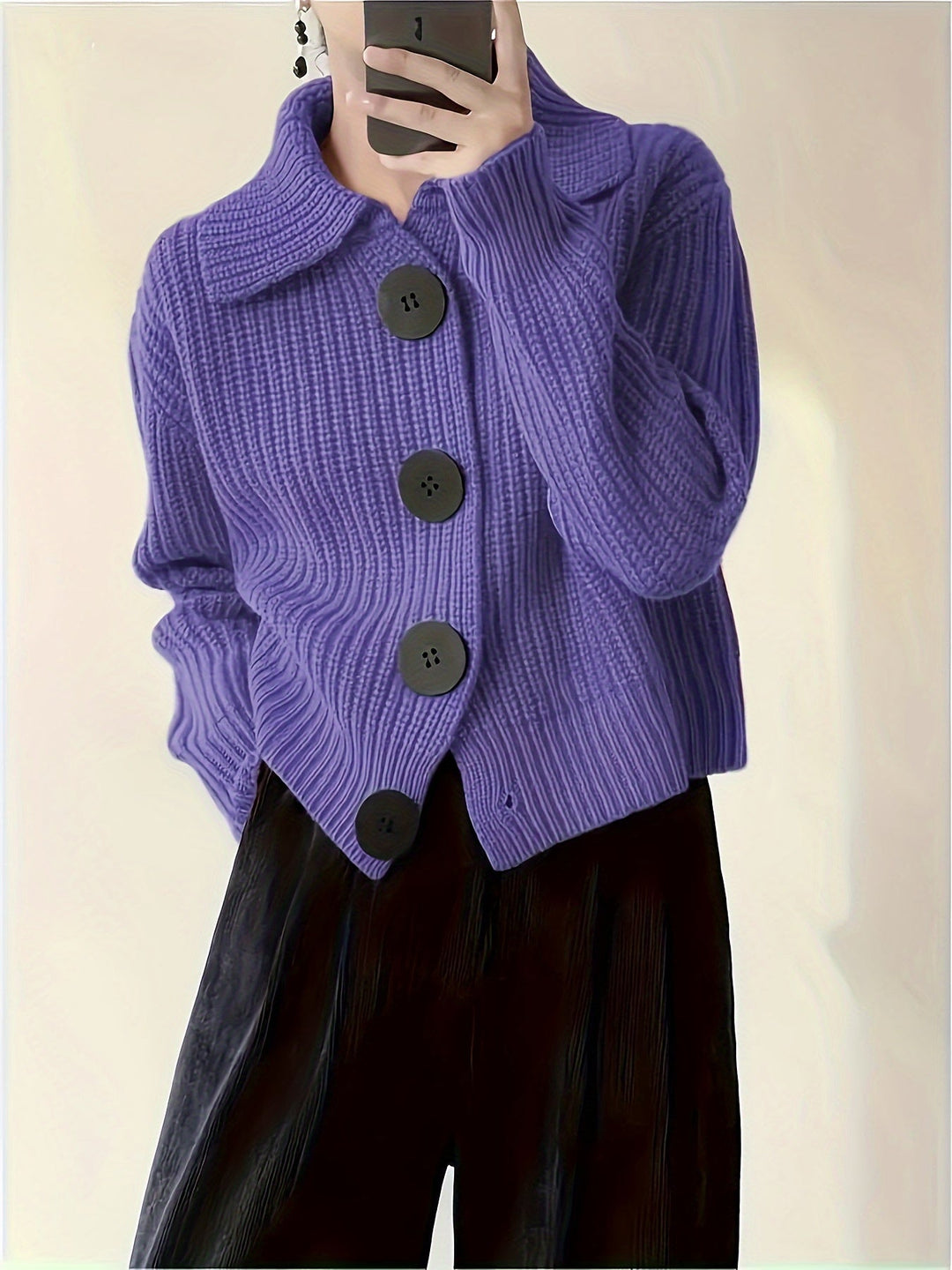 Leger Hemdkragen Cardigan in Lila