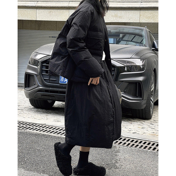 Leicht wattierte Damen Winterjacke mit Oversize-Schnitt in Schwarz