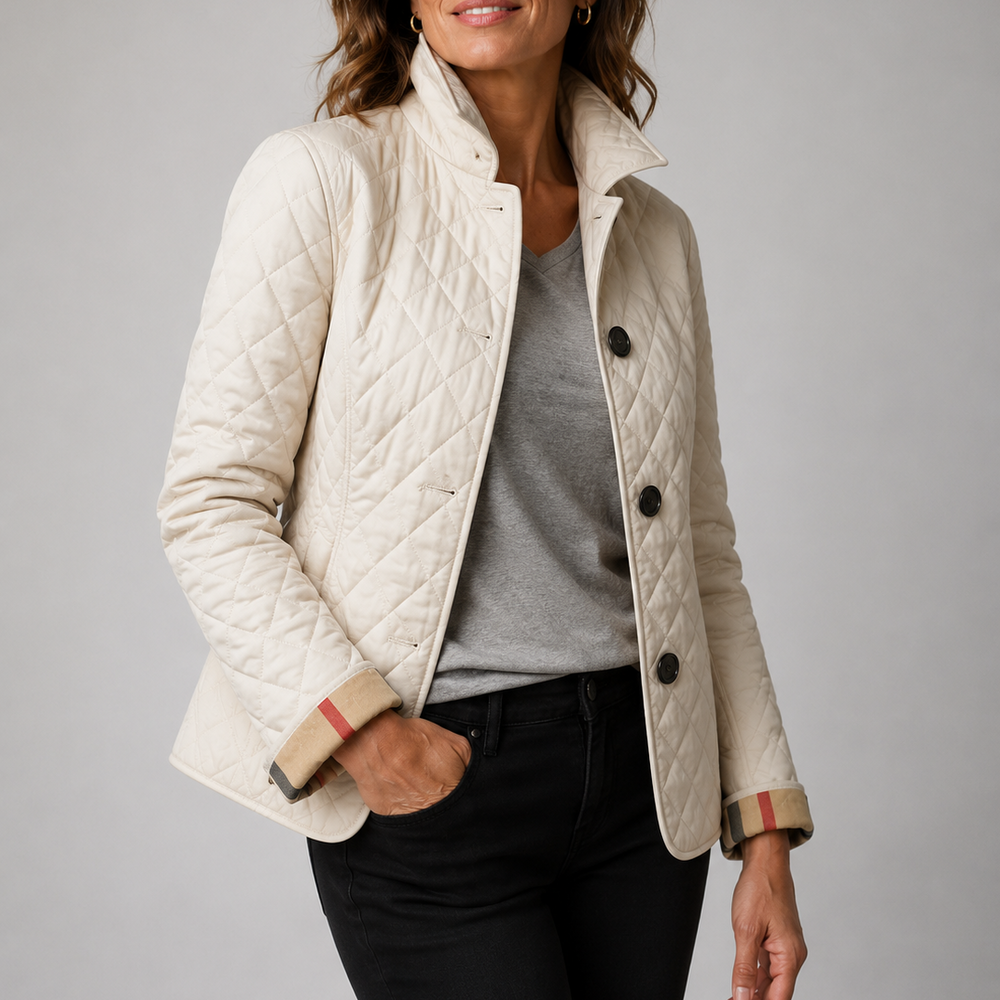 Leichte Damen Winterjacke mit klassischer Steppung in Creme