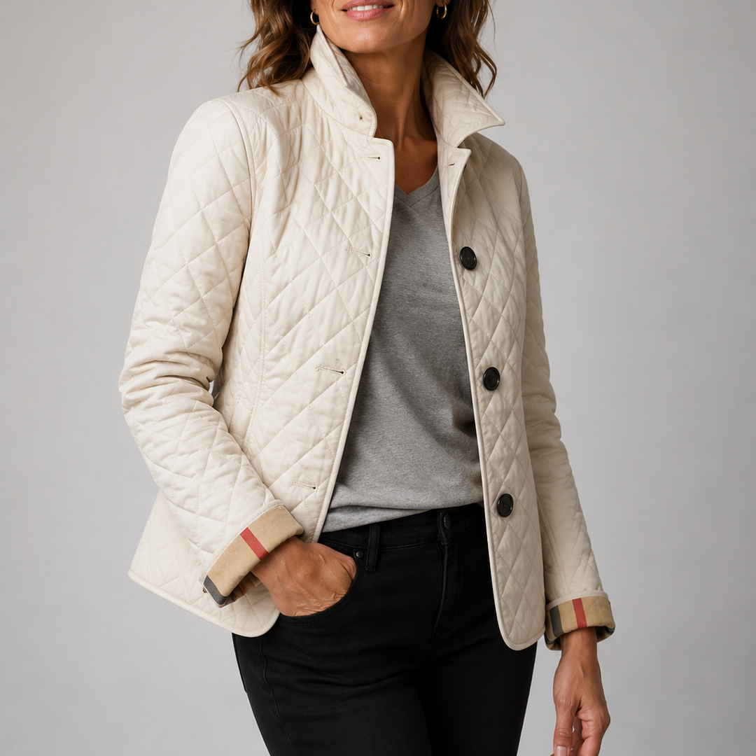 Leichte Damen Winterjacke mit klassischer Steppung in Creme