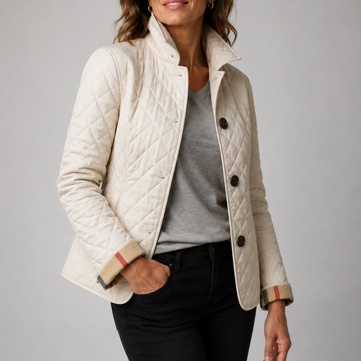 Leichte Damen Winterjacke mit klassischer Steppung in Creme