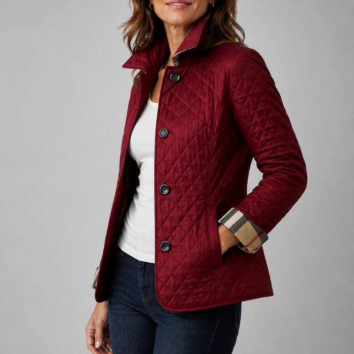 Leichte Damen Winterjacke mit klassischer Steppung in Weinrot