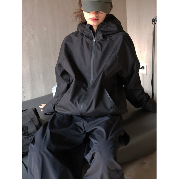 Leichte Damen Winterjacke Oversized mit Kapuze in Schwarz