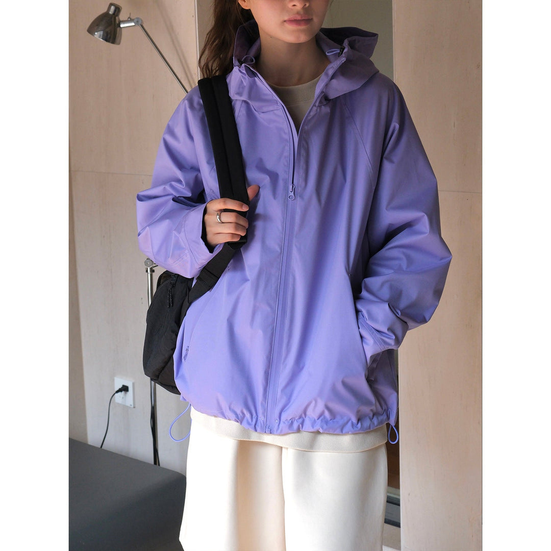 Leichte Damen Winterjacke Oversized mit Kapuze in Violett