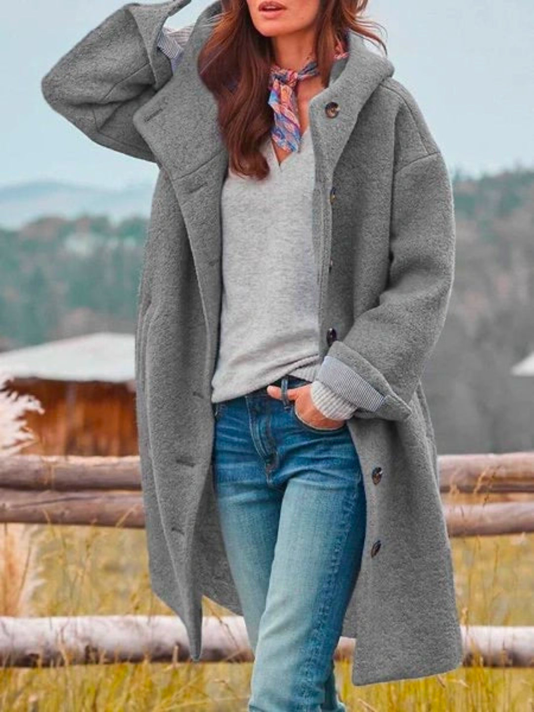 Leichte Strukturierte Damen-Jacke für Herbst in Grau