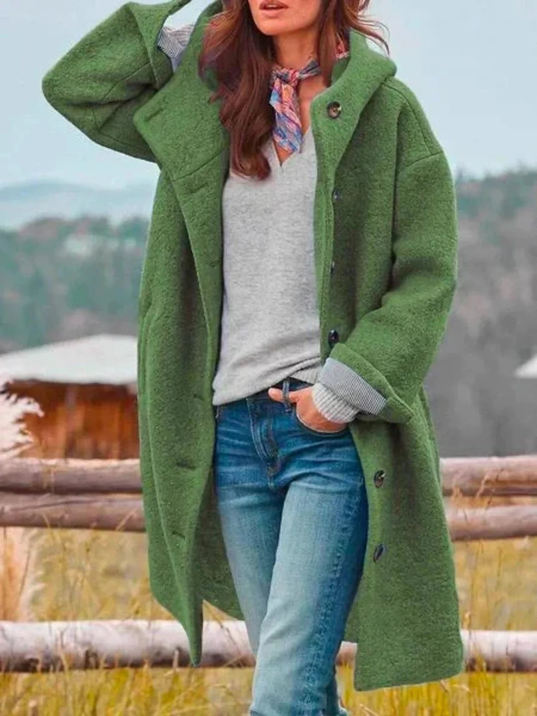 Leichte Strukturierte Damen-Jacke für Herbst in Grün