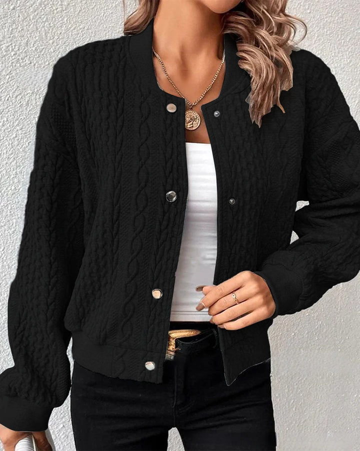 Leichter Damen Cardigan mit Muster in Schwarz