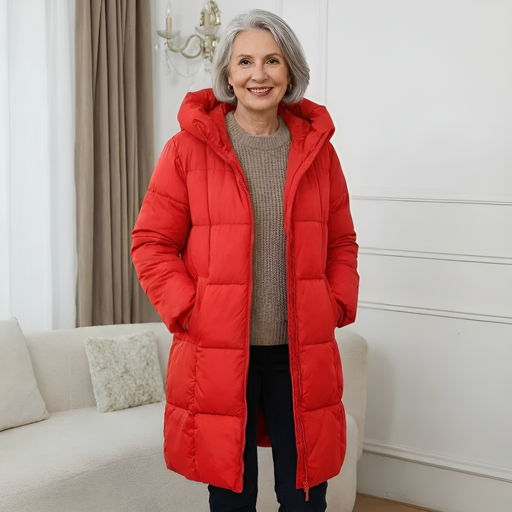 Leichter eleganter Damen Wintermantel in Rot