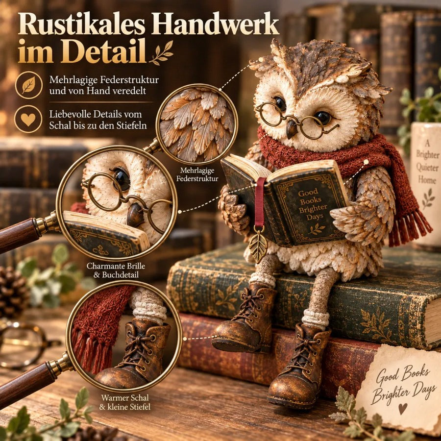 Leseeule mit Stiefeln und Schal Damen Klassiker (4)