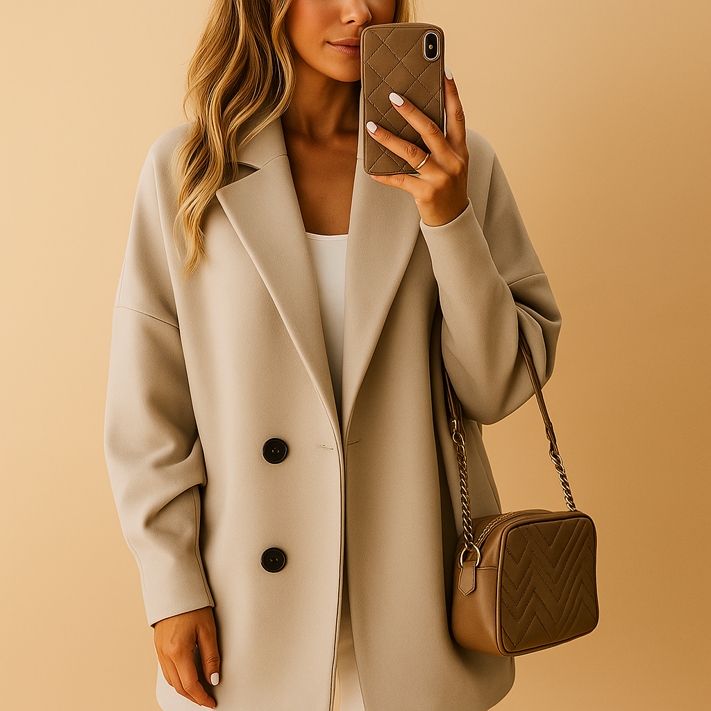 Lockerer Damen Trenchcoat mit Dreivierteleärmeln in Khaki