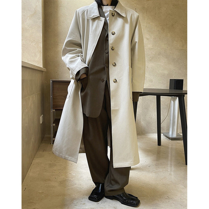 Longline Winterjacke Damen im Trench-Stil in Khakigrau