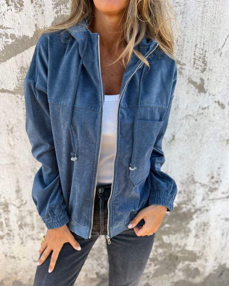 Luftige Kapuzenjacke in Blau