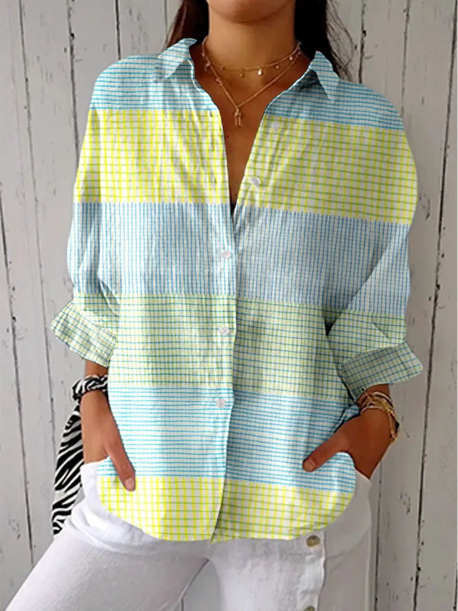 Luftige Locker-Bluse mit V-Ausschnitt in Mehrfarbig