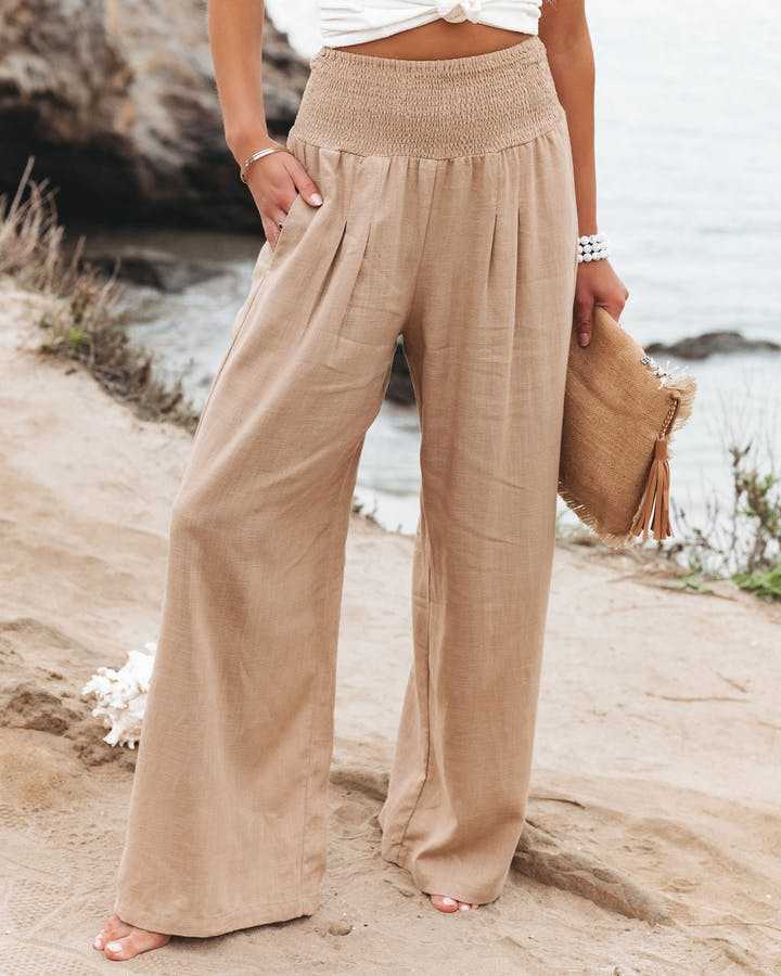 Luftige Weite Hose für Sommertage in Beige (Fast ausverkauft)
