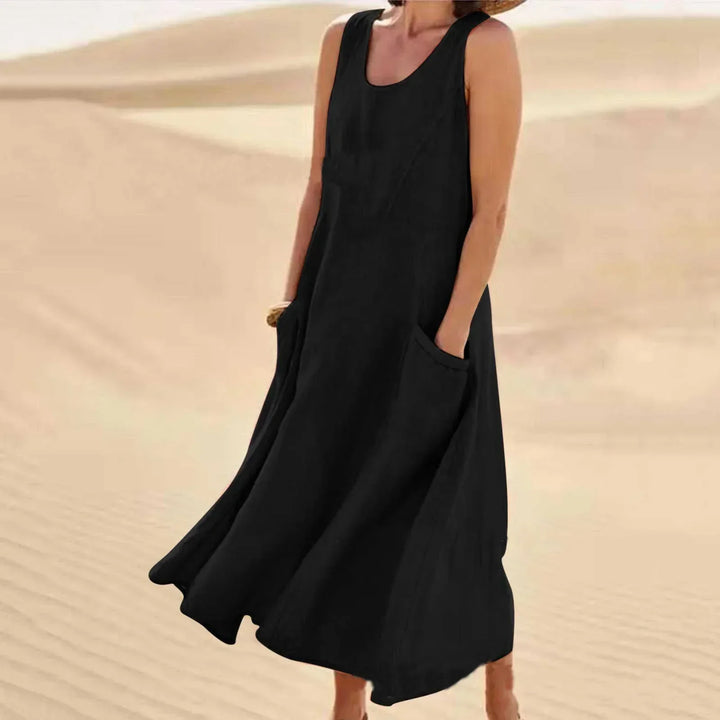 Luftiges ärmelloses Strandkleid für den Sommer in Schwarz