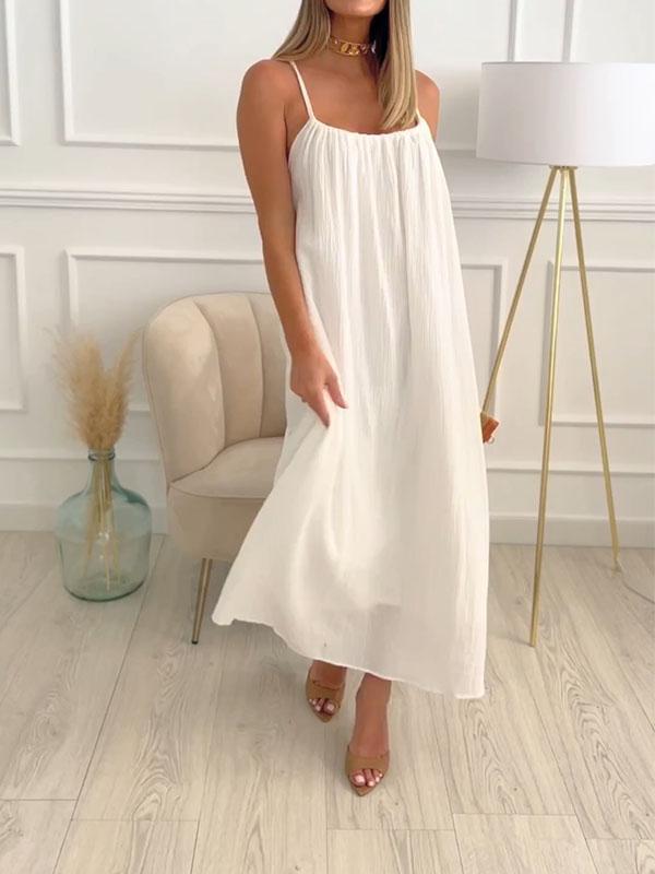 Luftiges Leinenkleid für Sommer in Weiß