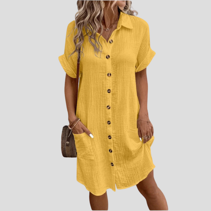 Luftiges Sommerkleid für Hochzeitsgäste in Gelb
