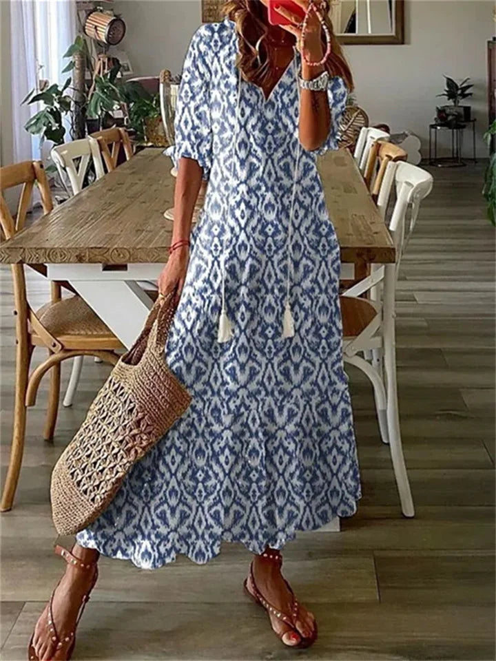 Luftiges Sommerkleid in Maxilänge in Blau